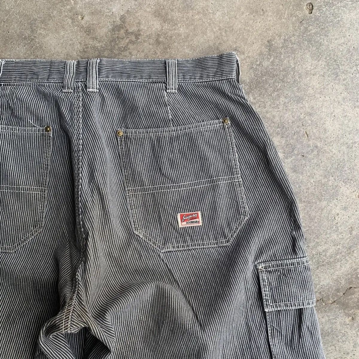 Dogtown × Japanese Brand × OVER THE STRiPES DISTRESSED! JAPANESE Hickory Work Wear Double Knee Pants Size US 34 / EU 50 - 21 Thumbnail