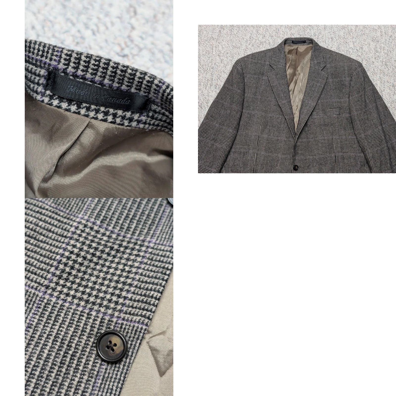 Ralph Lauren Ralph Lauren blazer Blazer Regular 44L Gray PLAID Houndstooth wool Flannel Men Long Notch 2-Button Front Jacket 44 in Chest" Size 44R - 8 Thumbnail