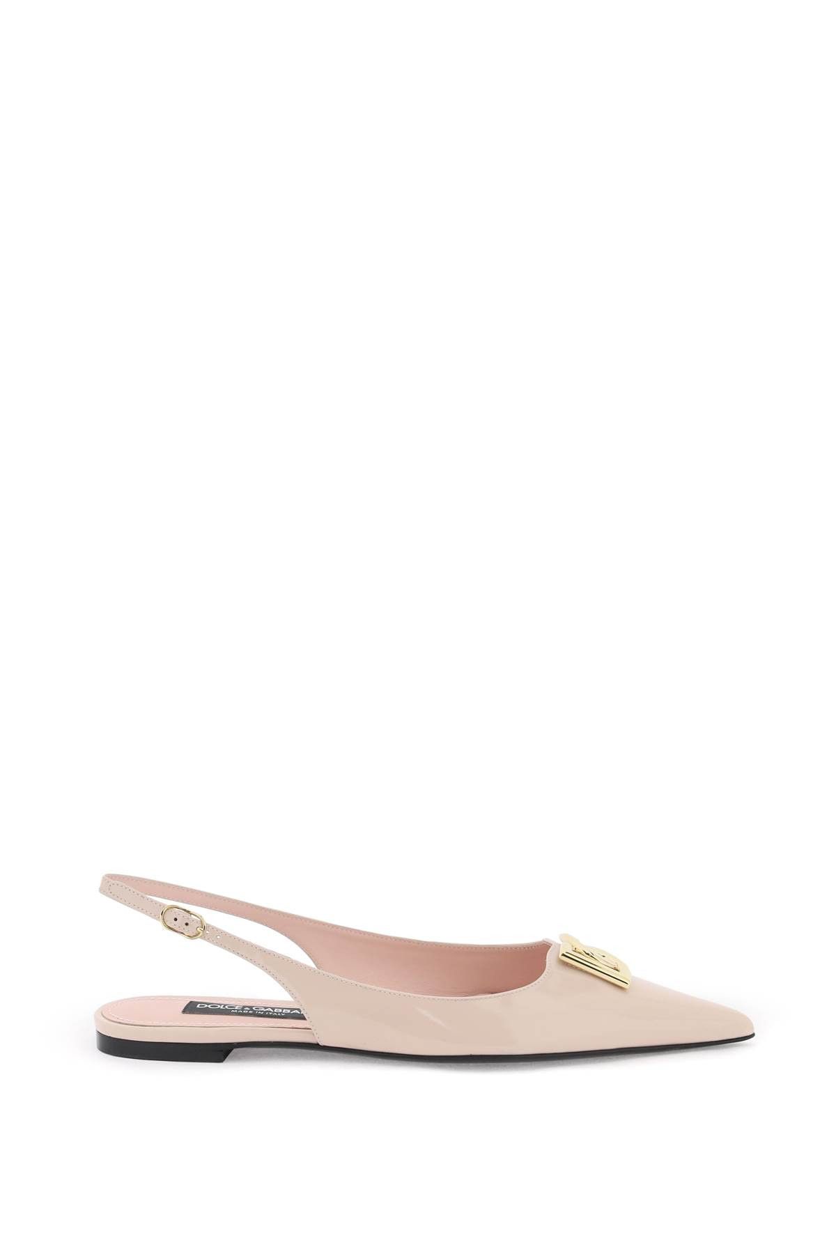 image of Dolce Gabbana Slingback Ballet Flats With Dg Logo in Rosa Polvere, Women's (Size 9)