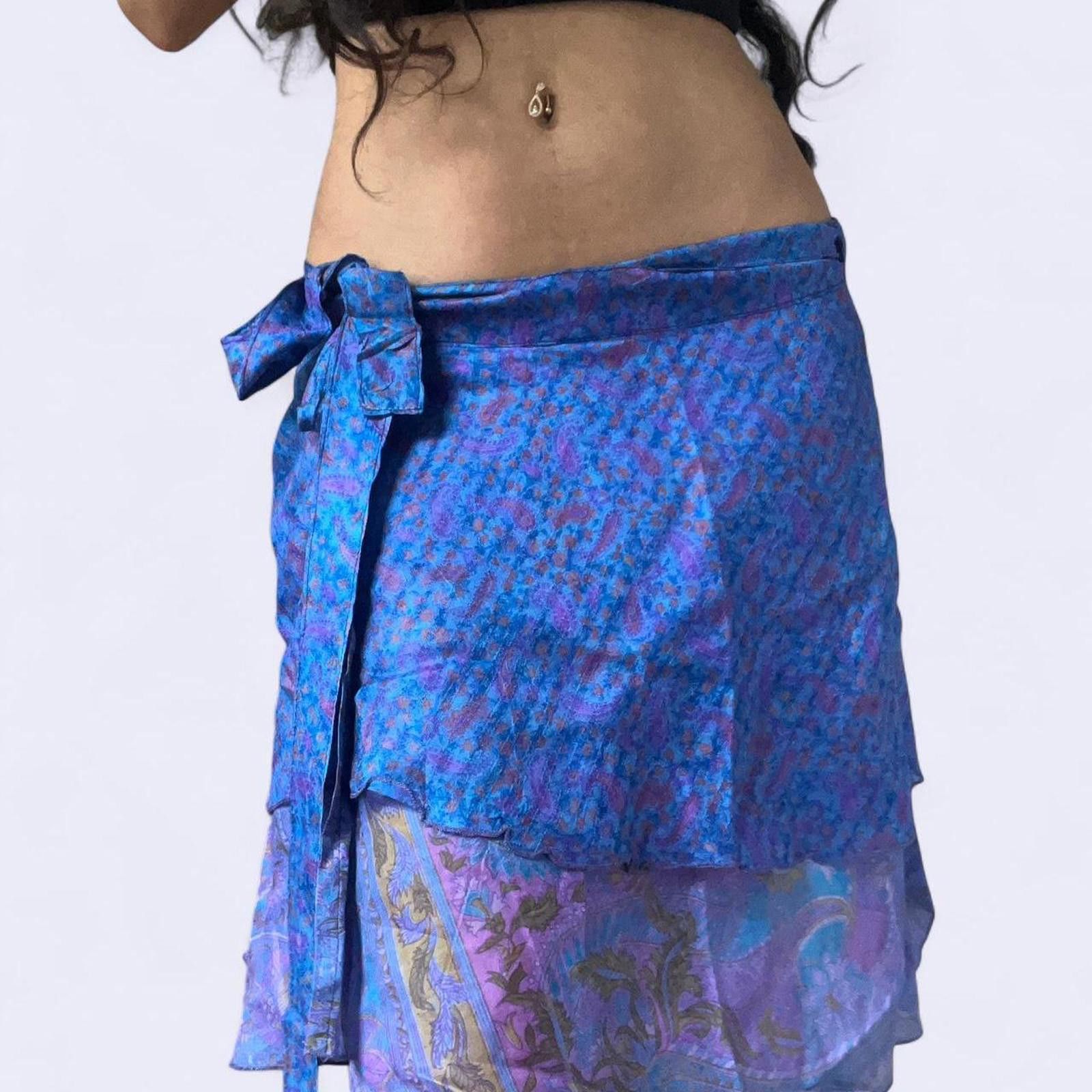 Other Blue and purple wrap skirt with tie waist #festival #raver Size 30" / US 8 / IT 44 - 1 Thumbnail