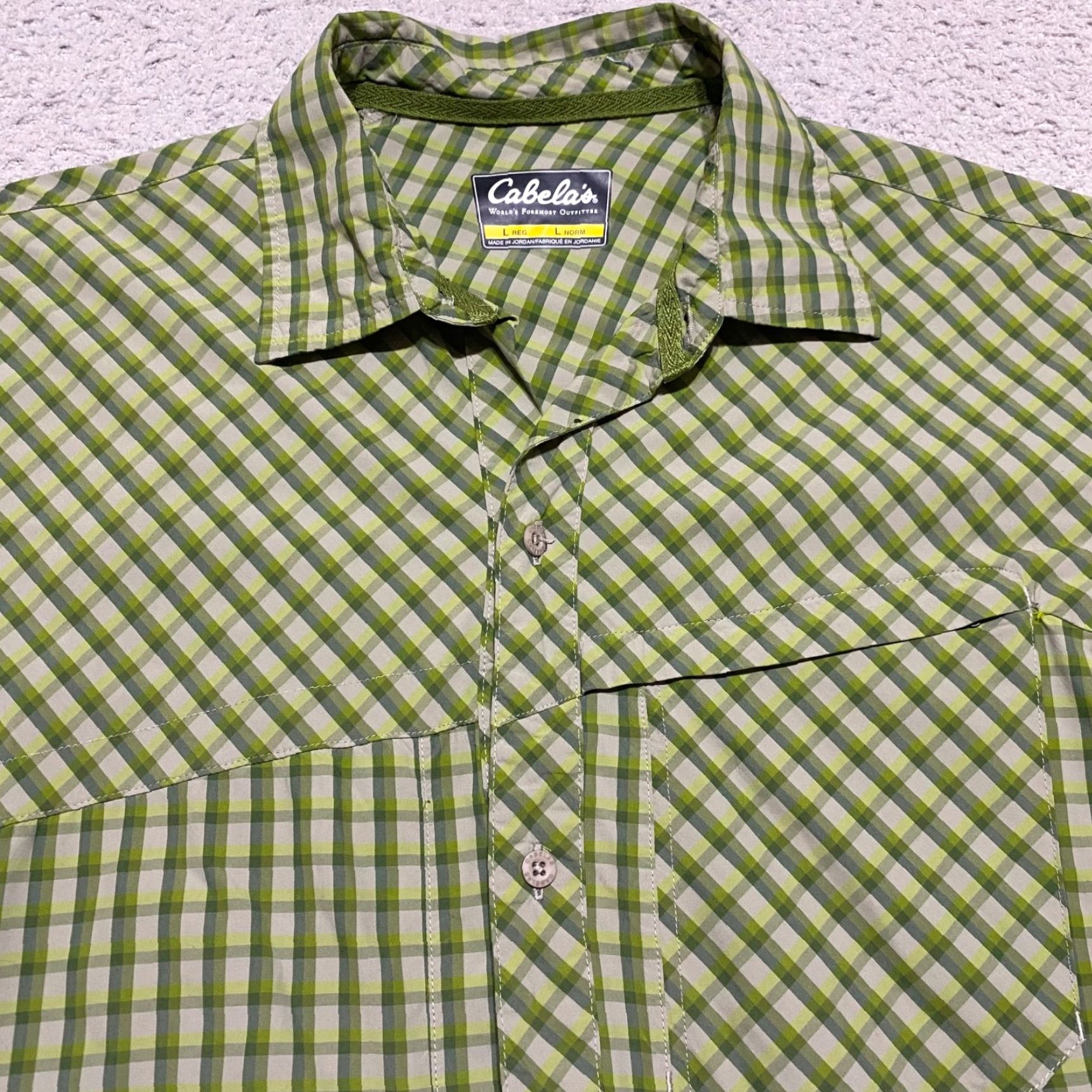 Vintage Cabela's Mens Large Shirt Green Plaid Short Sleeve Button-Front Outdoor Hiking Size US L / EU 52-54 / 3 - 6 Thumbnail