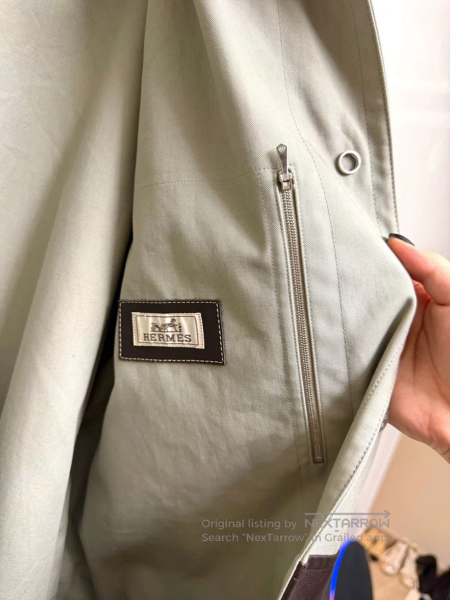 Hermes hermes gray and white leather coat. Size XL / US 12-14 / IT 48-50 - 4 Thumbnail