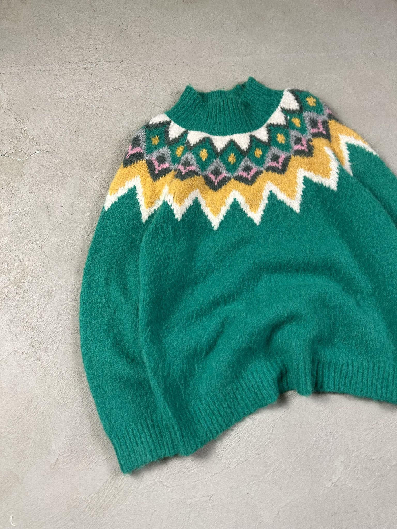 Designer Axara Paris Wool Boxy Patterned Knit Sweater Size S / US 4 / IT 40 - 8 Thumbnail