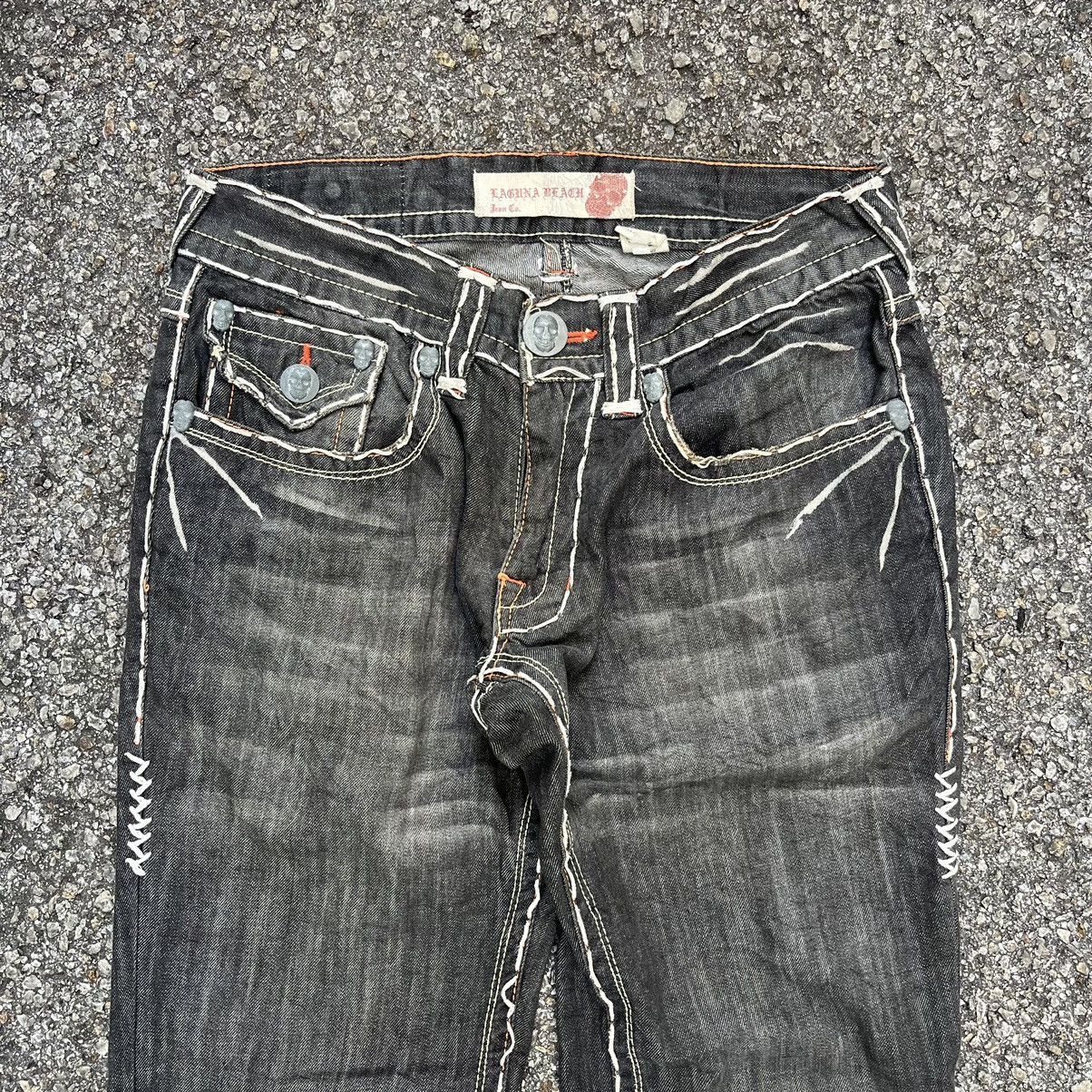 Japanese Brand Laguna Beach Jeans Fat Stitch Rare Skulls Pants Vintage Y2K Size US 32 / EU 48 - 4 Thumbnail