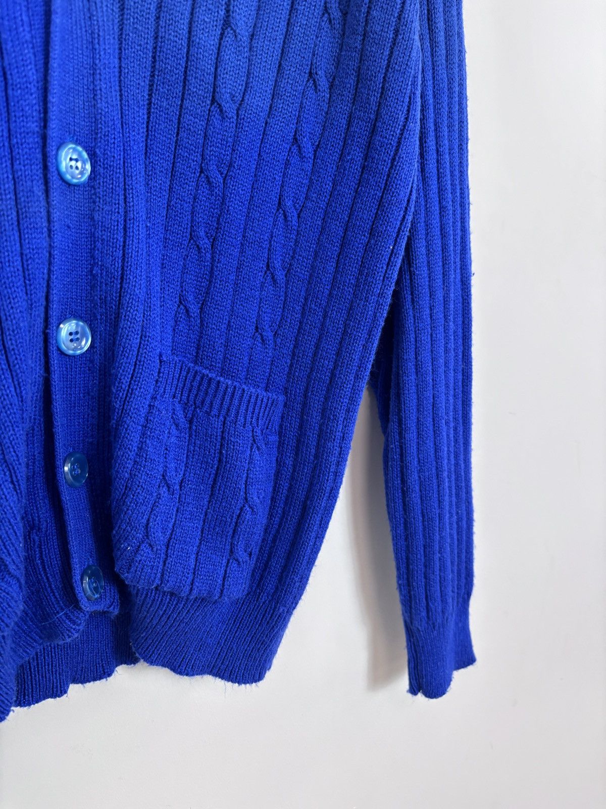 Lacoste Vintage Lacoste Men’s Blue Cable-Knit Wool Cardigan Sweater Size US M / EU 48-50 / 2 - 8 Thumbnail