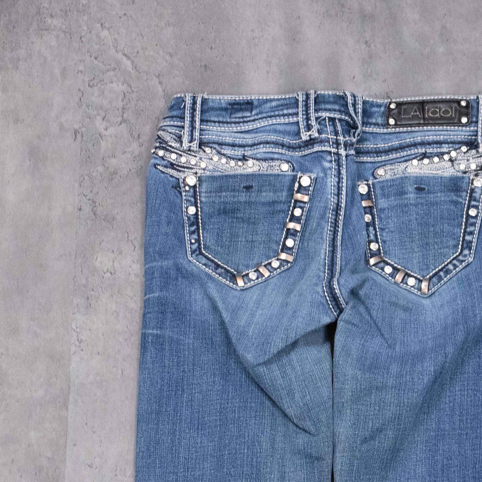 True Religion Y2K's 00's LA Idol's Gem Embellished Skinny Denim Jean's Size US 26 / EU 42 - 13 Thumbnail