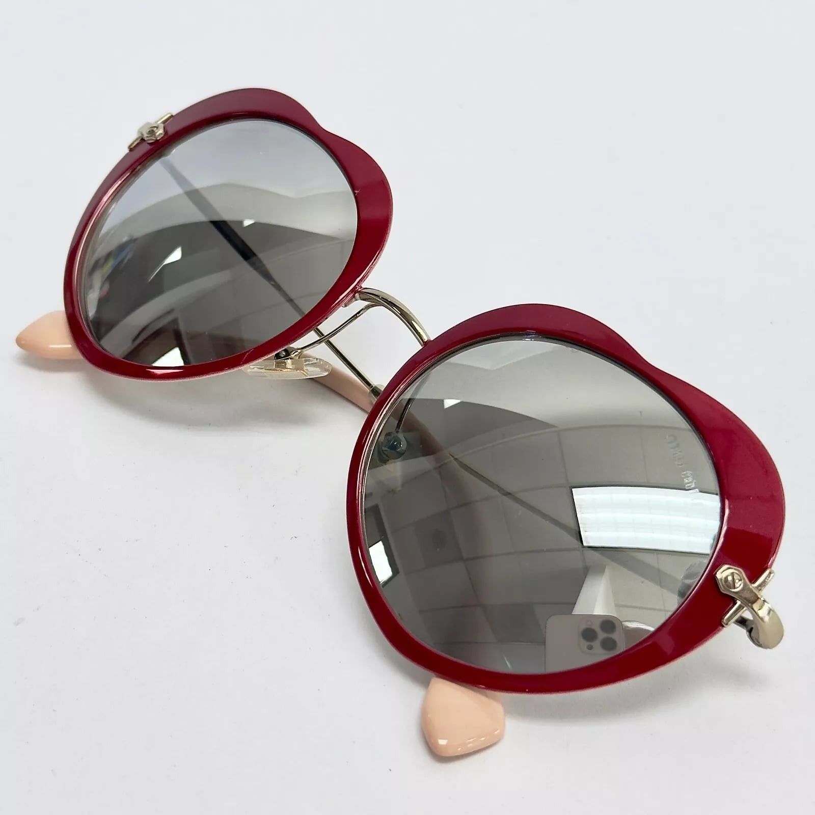 Miu Miu MIU MIU 54R Gold Red Silver Mirror Round Heart Metal Mu54RS Size ONE SIZE - 2 Thumbnail
