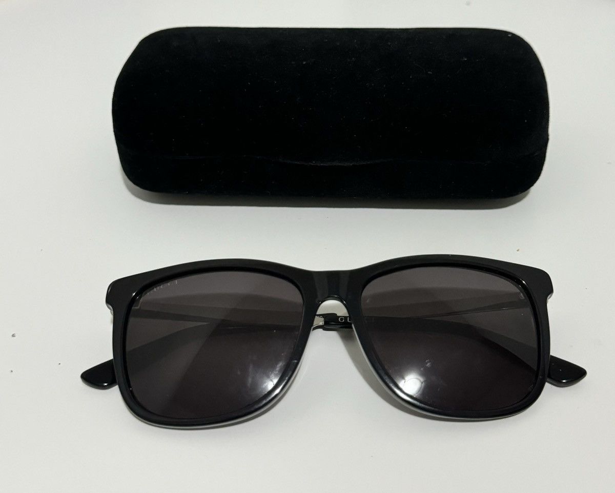 image of Gucci Rectangle Frame Sunglasses in Black, Men's
