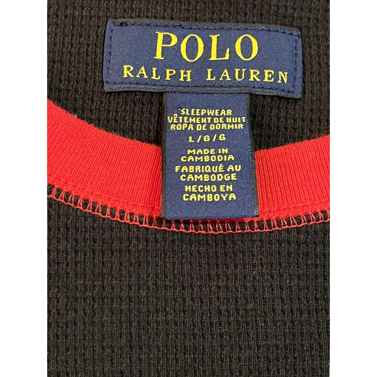 Polo Ralph Lauren Polo Ralph Lauren Men's Long Sleeve Thermal Sleep Shirt, Size L, Black, Classic Sleepwear Size US L / EU 52-54 / 3 - 3 Thumbnail