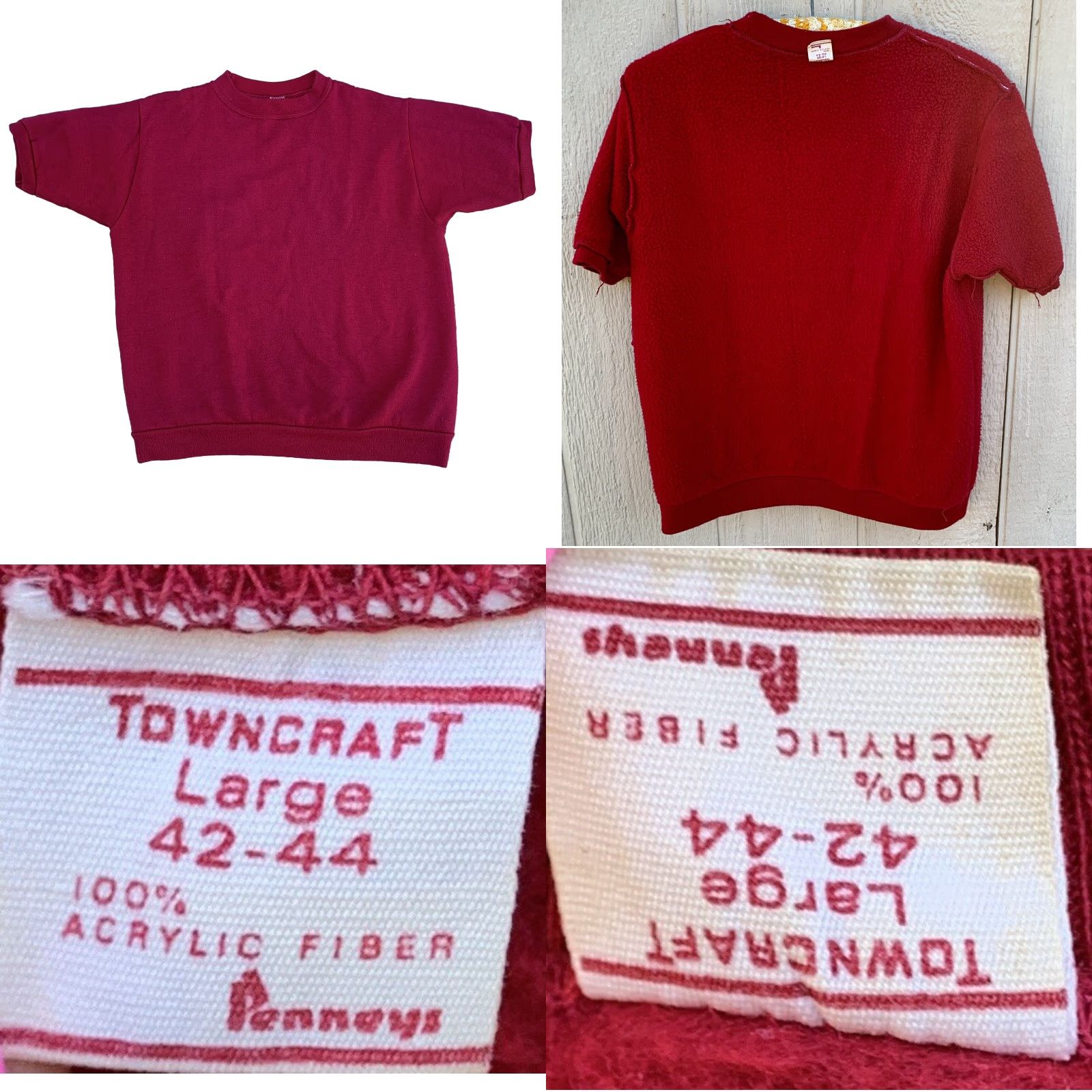 Vintage VINTAGE Towncraft Sweatshirt Short Sleeve Red L 42 44 Acrylic Fiber Pullover Men Vintage USA College Retro 50s 60s Size US L / EU 52-54 / 3 - 9 Thumbnail