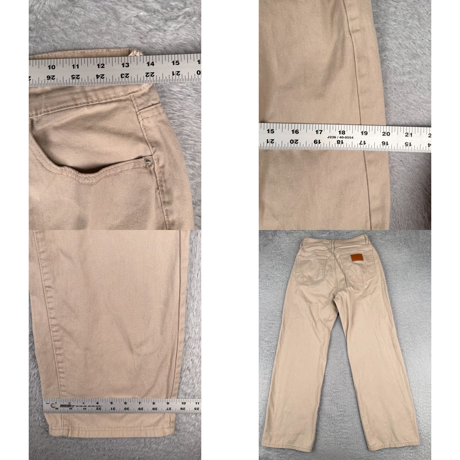 Shein Shein Jeans Women 6 Beige Denim Wide-Leg High Rise Cotton Blend 26x29 Zip Button 5-Pocket Distressed Western Casual Mens Womens Girls Size 28" / US 6 / IT 42 - 9 Thumbnail