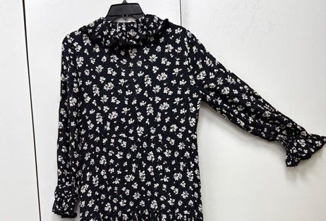 RIXO Rixo Casual Regular Sleeves Printed Women Black Top Size M / US 6-8 / IT 42-44 - 3 Thumbnail