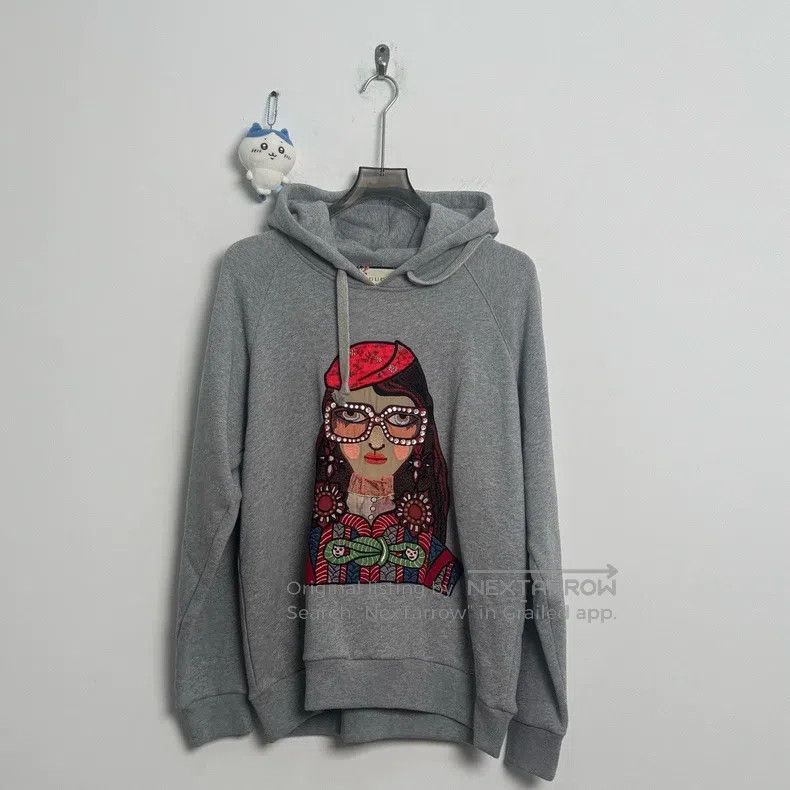 Gucci Gucci Grey embroidered patterned hooded sweatshirt Size S / US 4 / IT 40 - 1 Thumbnail