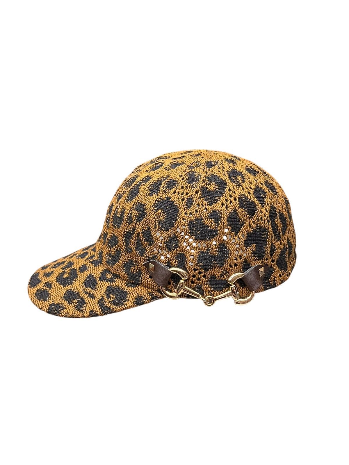 CA4LA 🐆 Gorgeous Ca4la Leopard Knit Hat w/ Chain & Stud Unisex Size ONE SIZE - 5 Thumbnail