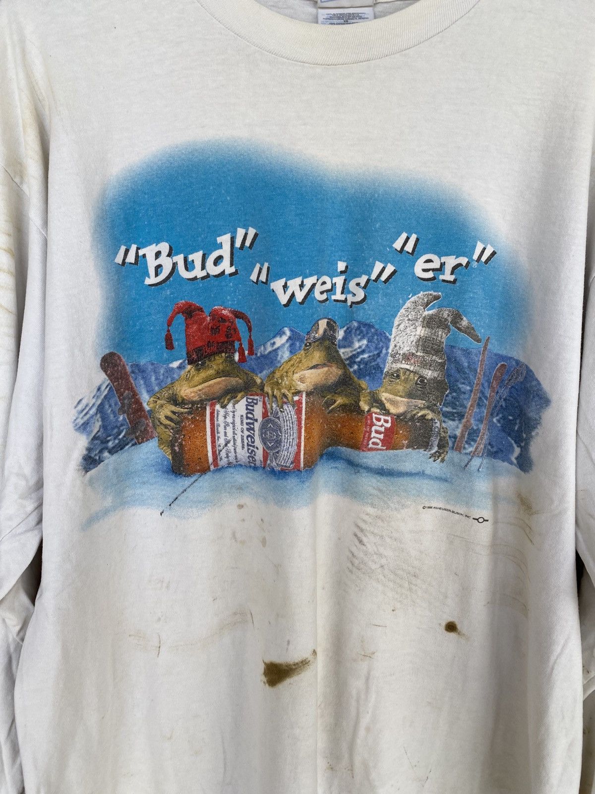 Budweiser Vintage 90s Budweiser frogs long-sleeve Size US XL / EU 56 / 4 - 3 Thumbnail