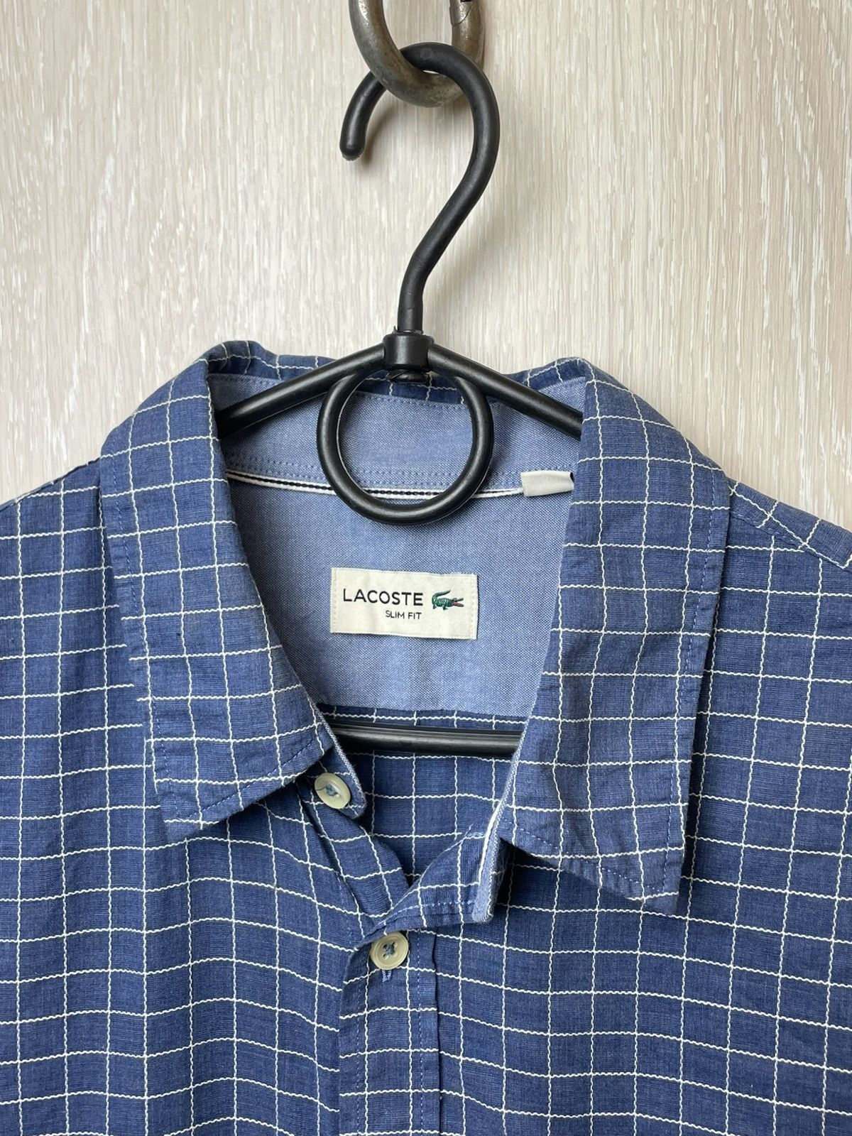 Lacoste Lacoste Shirt Short Sleeve Check Blue Size US M / EU 48-50 / 2 - 5 Thumbnail