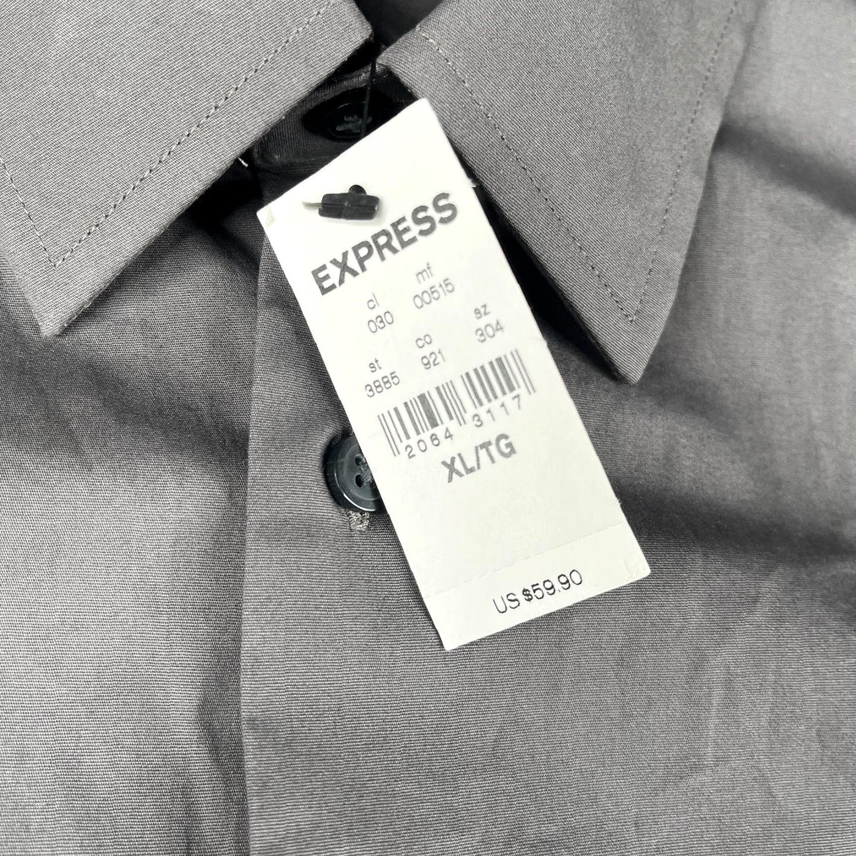 VINTAGE Express 1MX Shirt Gray XL Mens Button-Up Long Sleeve Casual Shirt