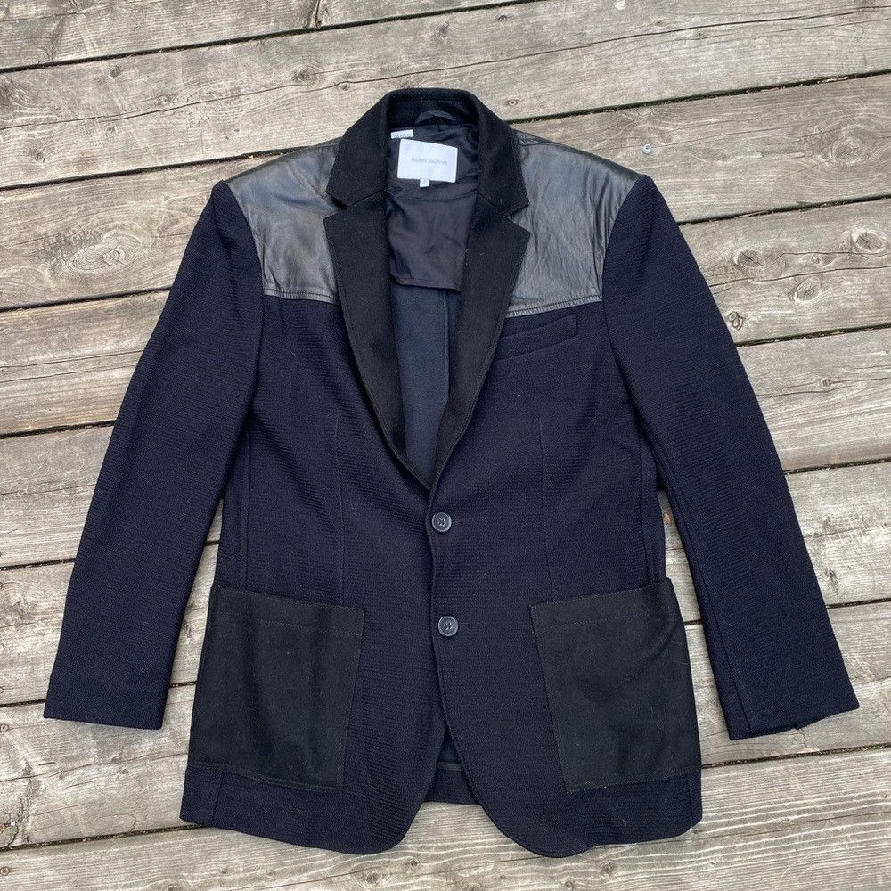 Balmain × Pierre Balmain Vintage 1998 Pierre Balmain Soft Flannel Wool Leather Trim Size US M / EU 48-50 / 2 - 3 Thumbnail