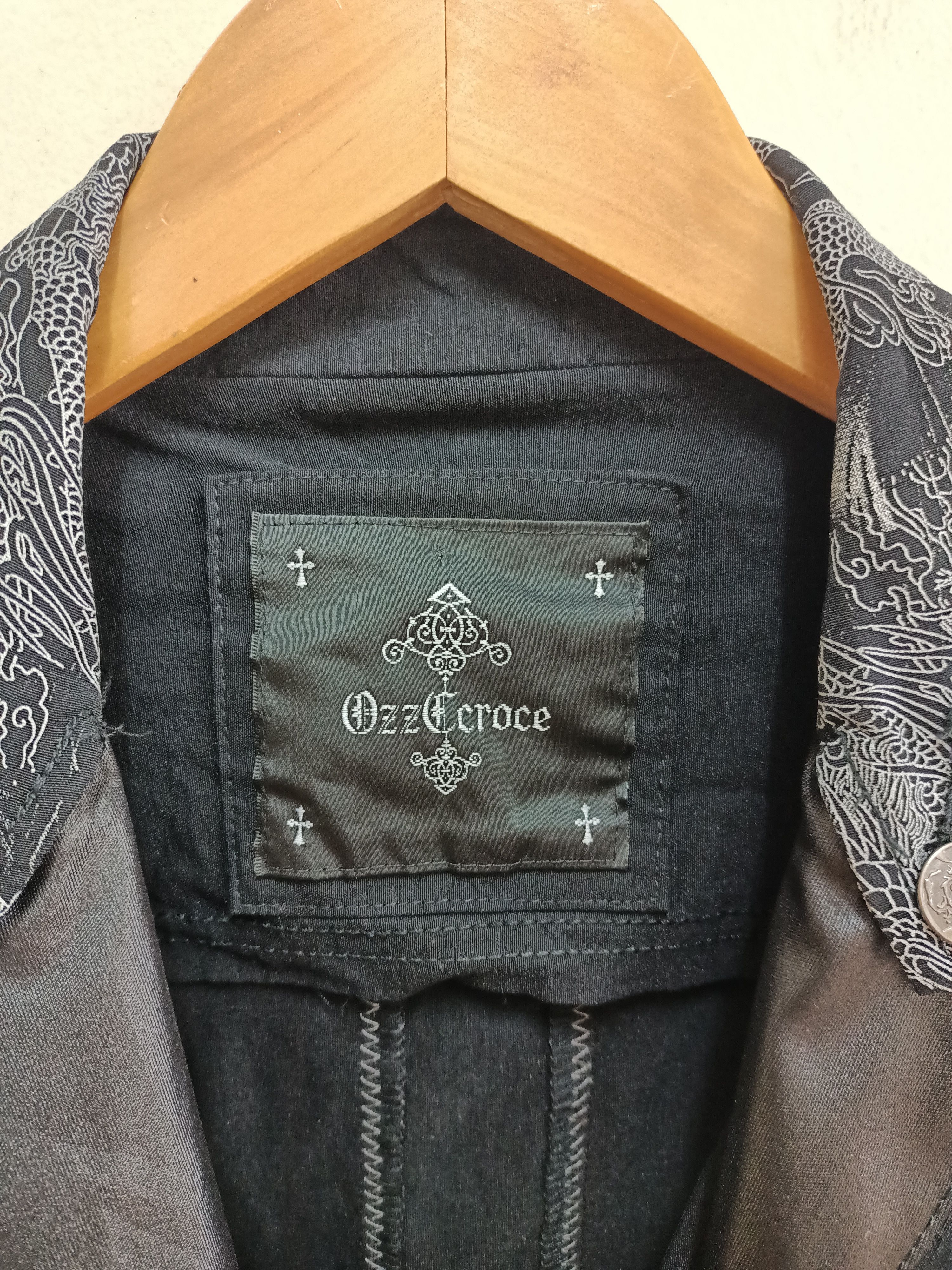 Designer × Japanese Brand Ozz Cross Dragon print black gothic stretch zipper jacket Size M / US 6-8 / IT 42-44 - 3 Thumbnail