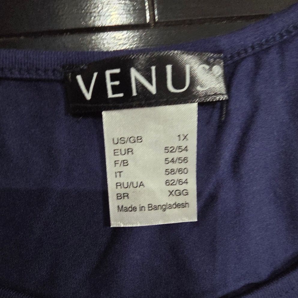 Venus Venus Navy A Line Casual Short Sleeve Dress - 1X - NEW Size XL / US 12-14 / IT 48-50 - 3 Thumbnail