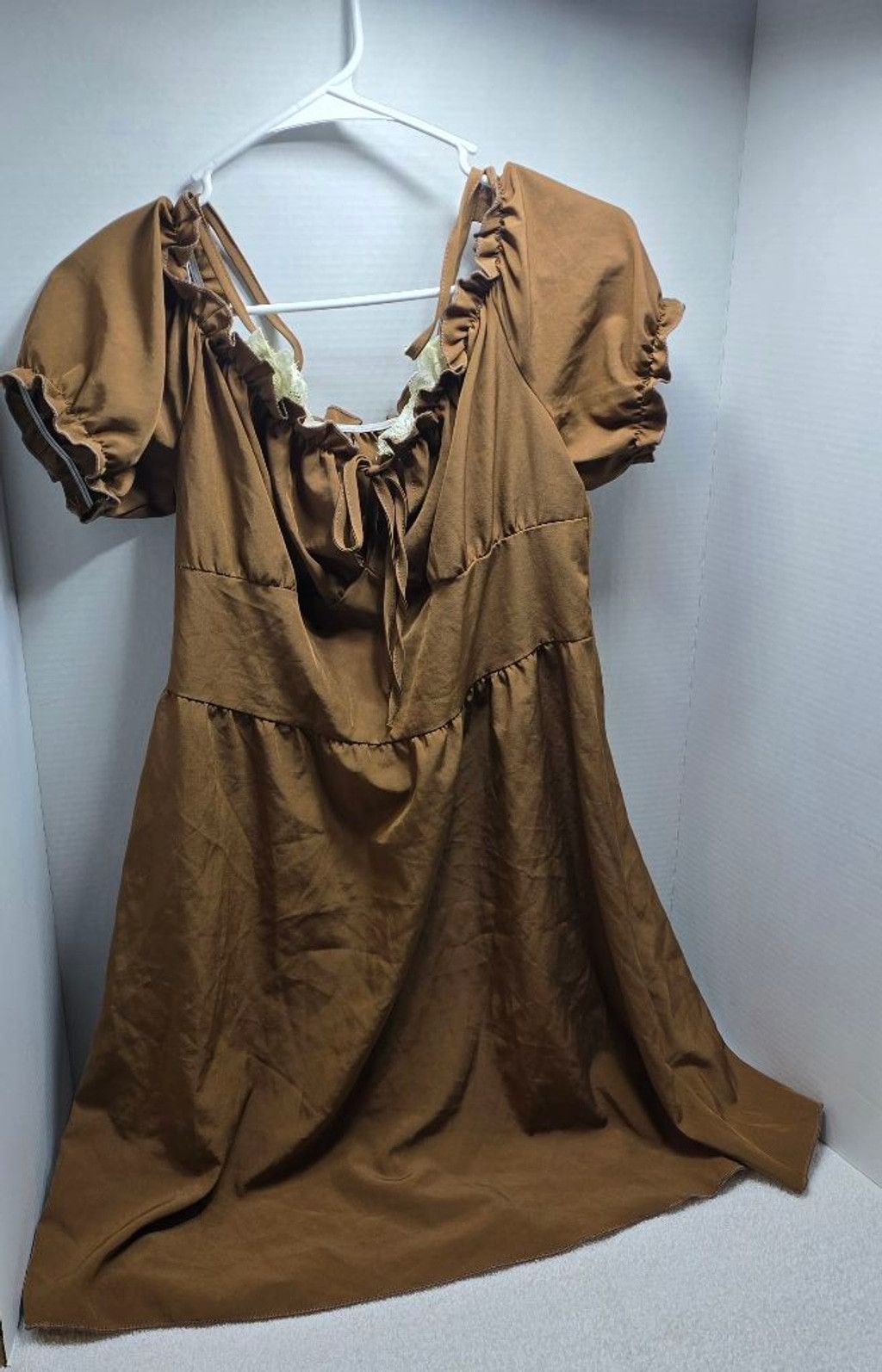 The Unbranded Brand Women's ROMWE Brown Off-Shoulder Dress, Size XL Size XL / US 12-14 / IT 48-50 - 2 Thumbnail