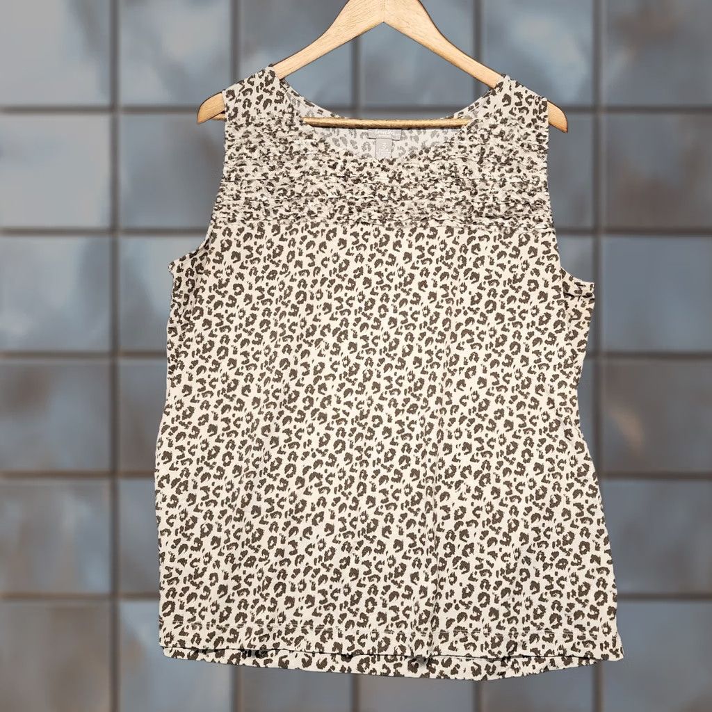 Vintage Chicos Travelers Top Tank Womens XL Cheetah Animal Print Sleeveless Brown Size XL / US 12-14 / IT 48-50 - 1 Thumbnail