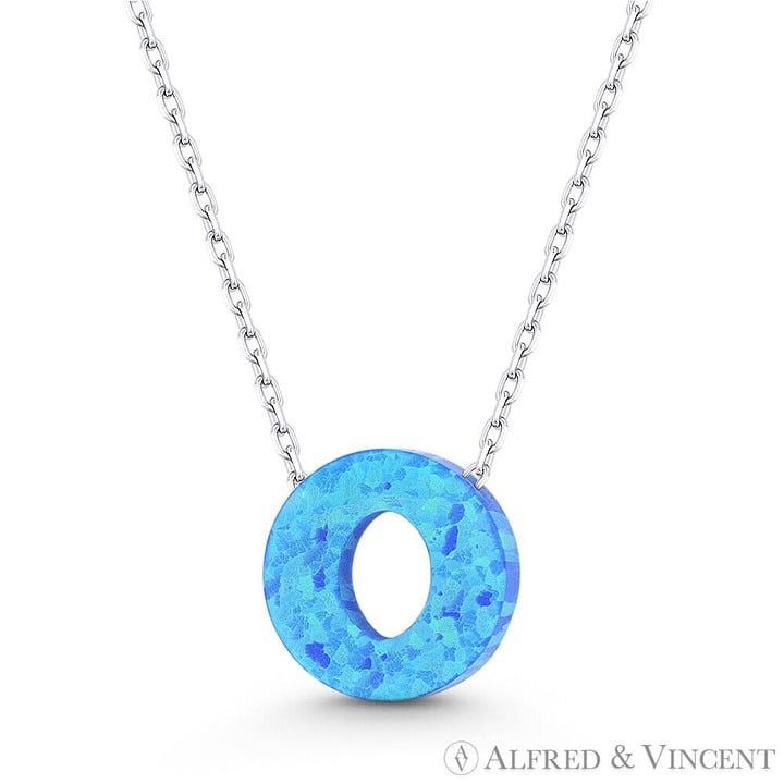 Other Blue Lab Opal Initial "O" Pendant Anchor Chain Necklace Size ONE SIZE - 1 Preview