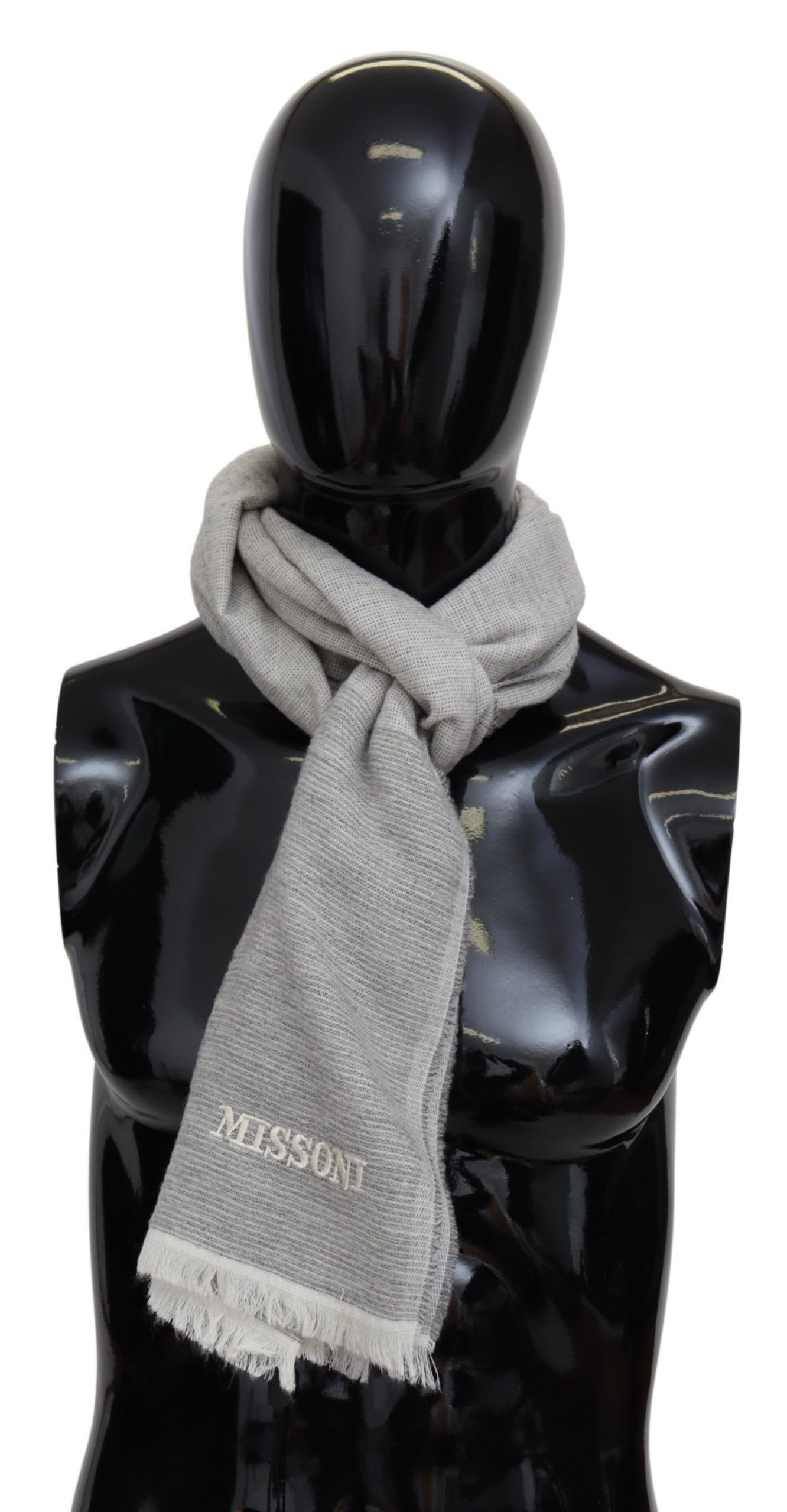 Missoni Elegant Beige Wool Scarf with Embroidery Men's Detail Size ONE SIZE - 1 Thumbnail
