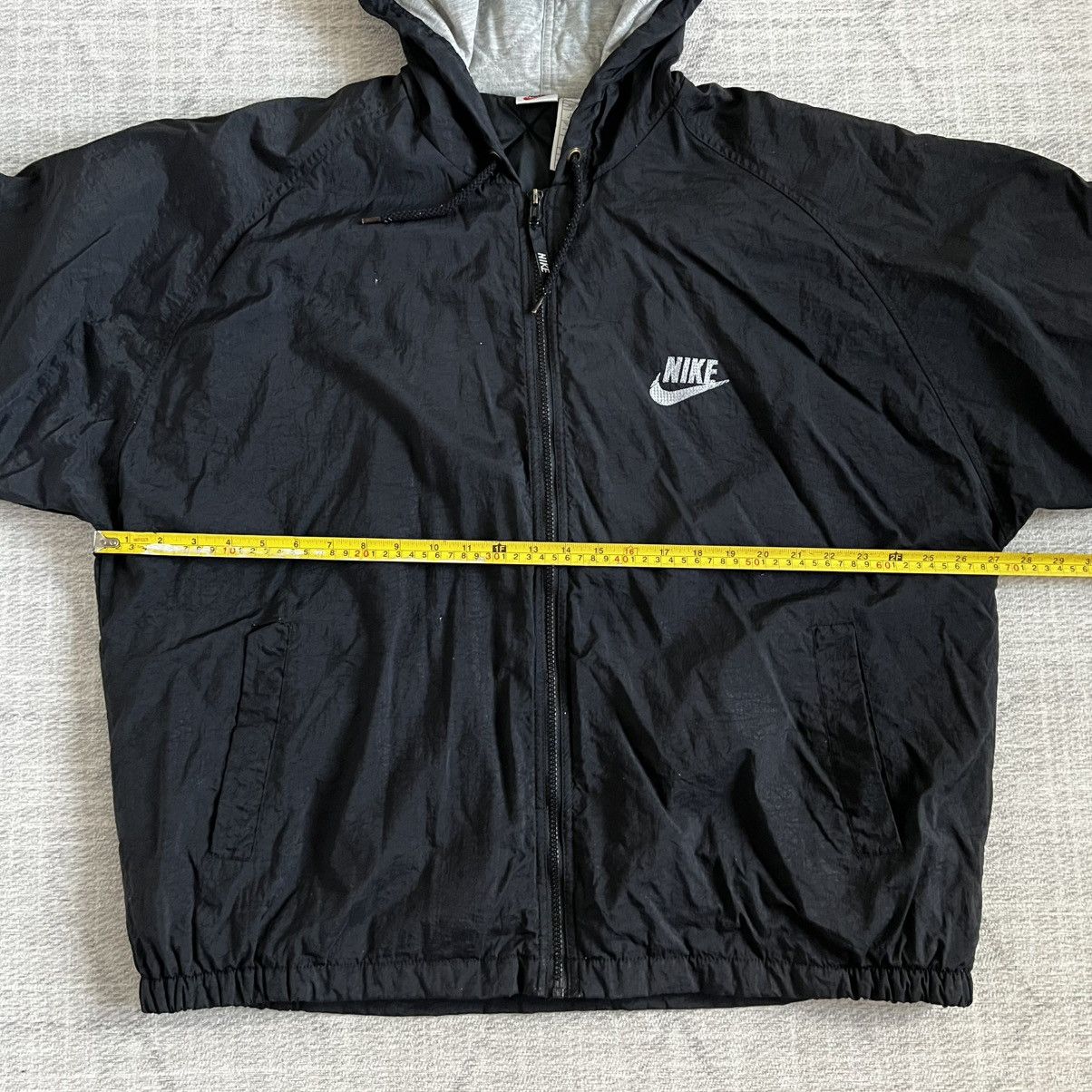 Nike Vintage 1990s Nike Air Swoosh Black Hooded Puffer Jacket Size US XL / EU 56 / 4 - 10 Thumbnail