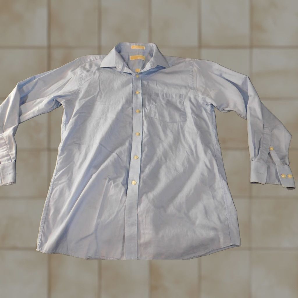 Michael Kors Michael Kors Mens Shirt 15 blue Cotton Dress Shirt Long Sleeve Button-Down Collar Regular Knit Non-Iron Office Modern Mens Regular Size 15 Blue Size US M / EU 48-50 / 2 - 1 Thumbnail