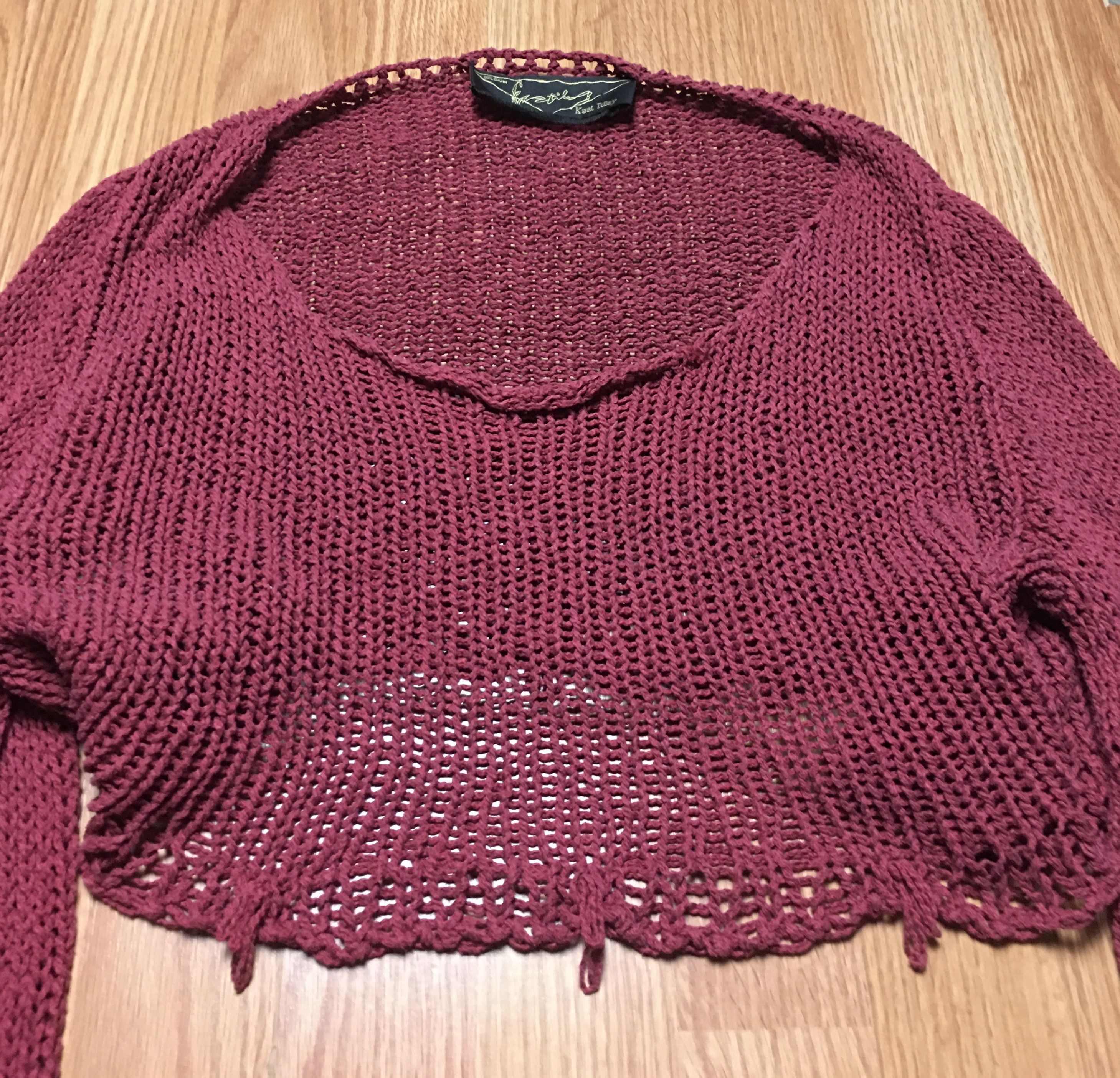 Designer Kaat Tіlley Belgium Vintage Silk Blend Knit Crop Top M Size M / US 6-8 / IT 42-44 - 6 Thumbnail