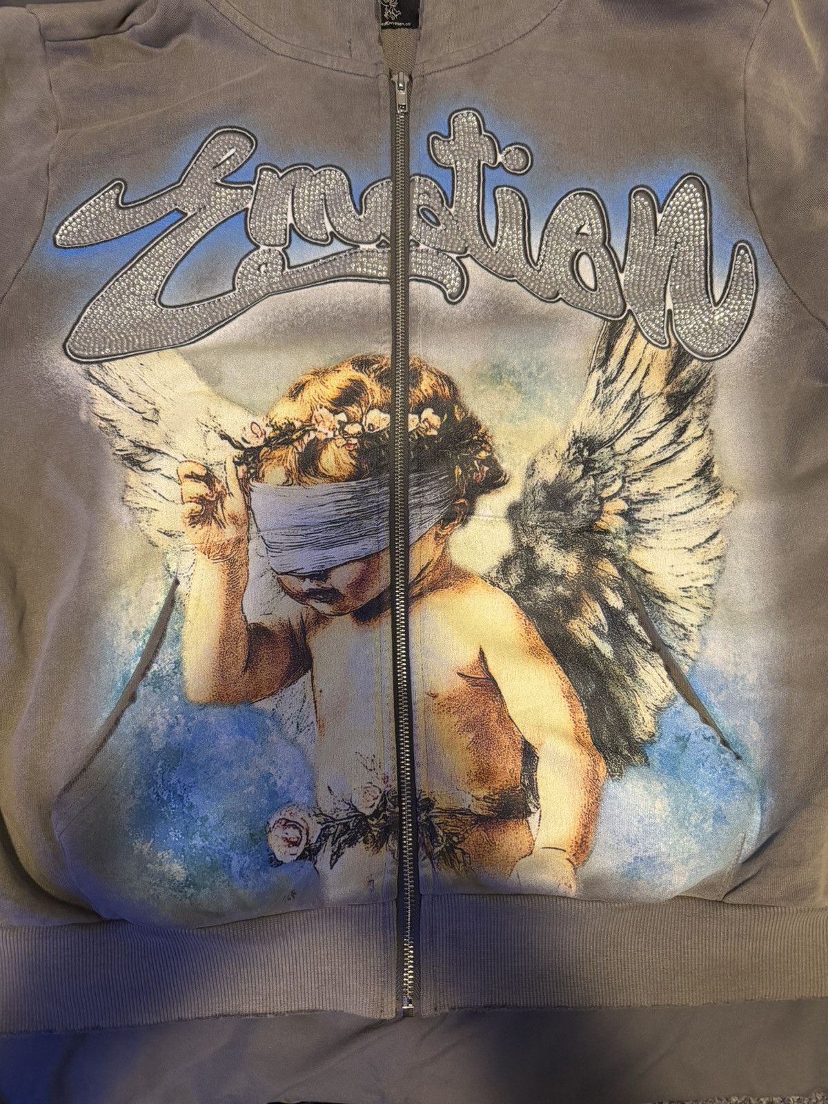 Other Mixed Emotions Grey "Rhinestone" Hoodie size Large Size US L / EU 52-54 / 3 - 2 Thumbnail