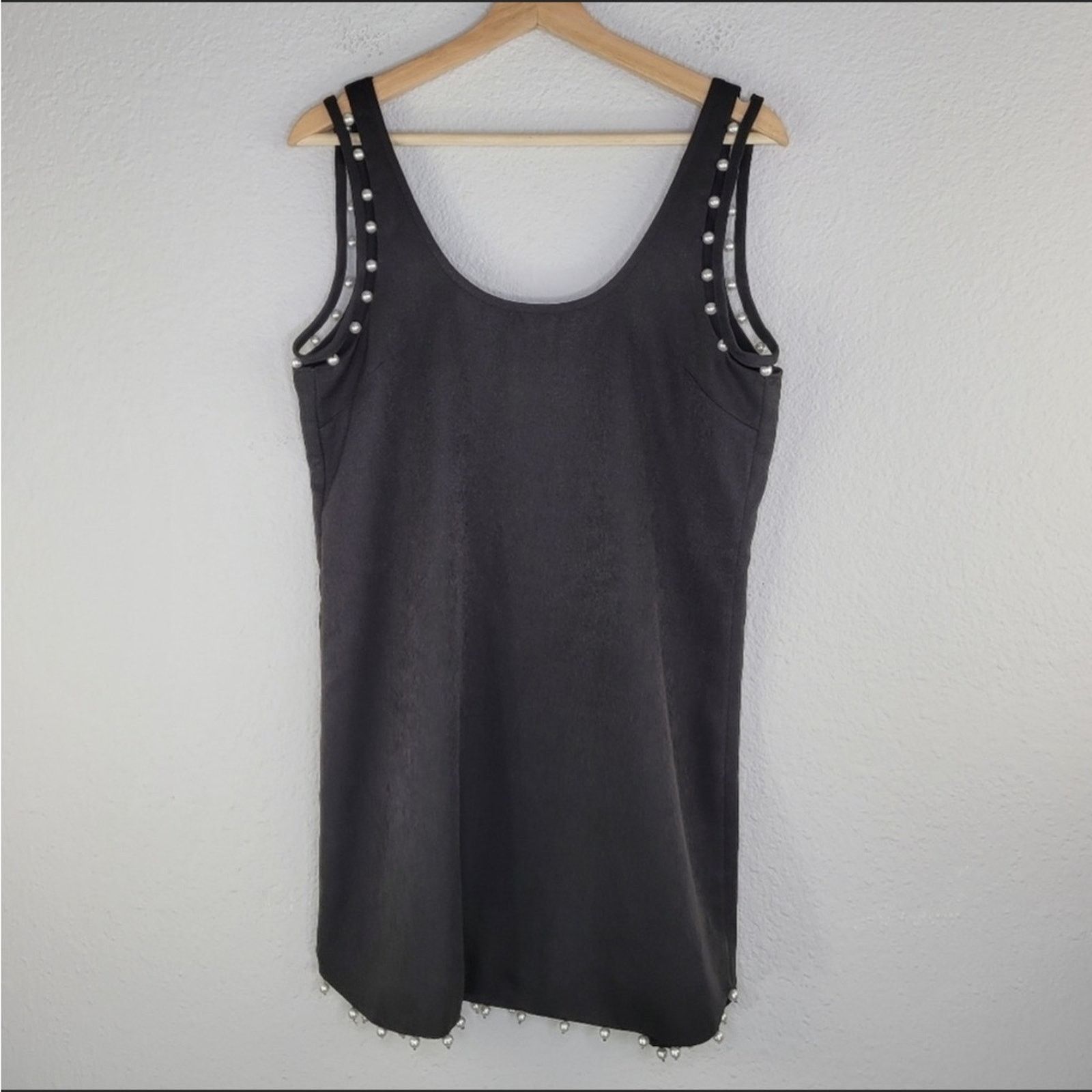 NBDN Nobrandedon NBD REVOLVE Black Pearl Beaded Mini Tank Top Dress Tunic Size S / US 4 / IT 40 - 9 Thumbnail