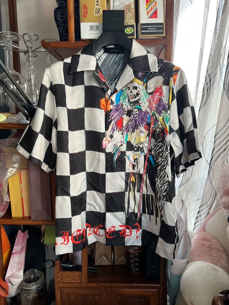 Amiri weslang Co-branded Black and White Silk Shirt