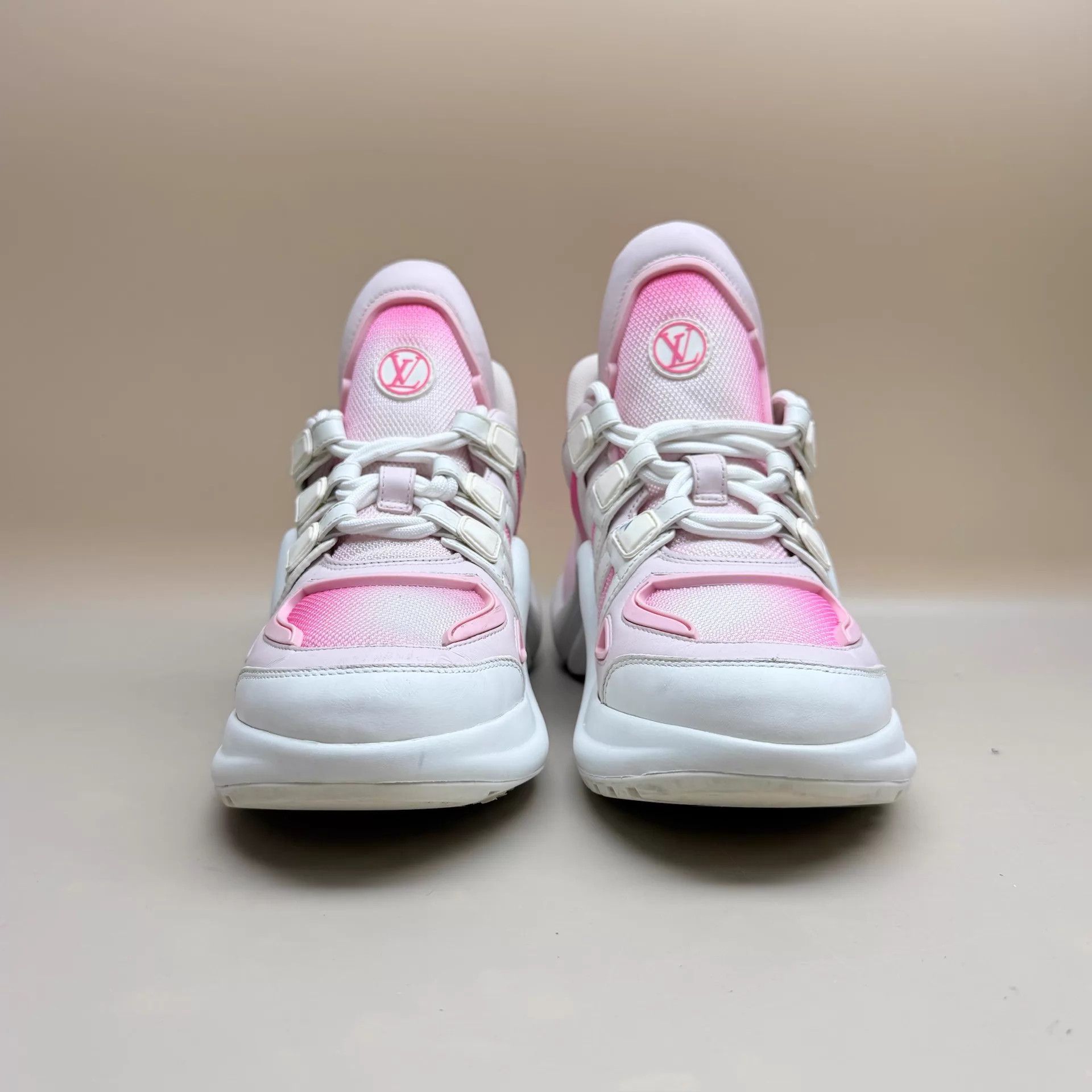 Louis Vuitton LV Arch Pink White Gradient Dad Sneaker 37.5 95N Size US 7 / IT 37 - 2 Thumbnail
