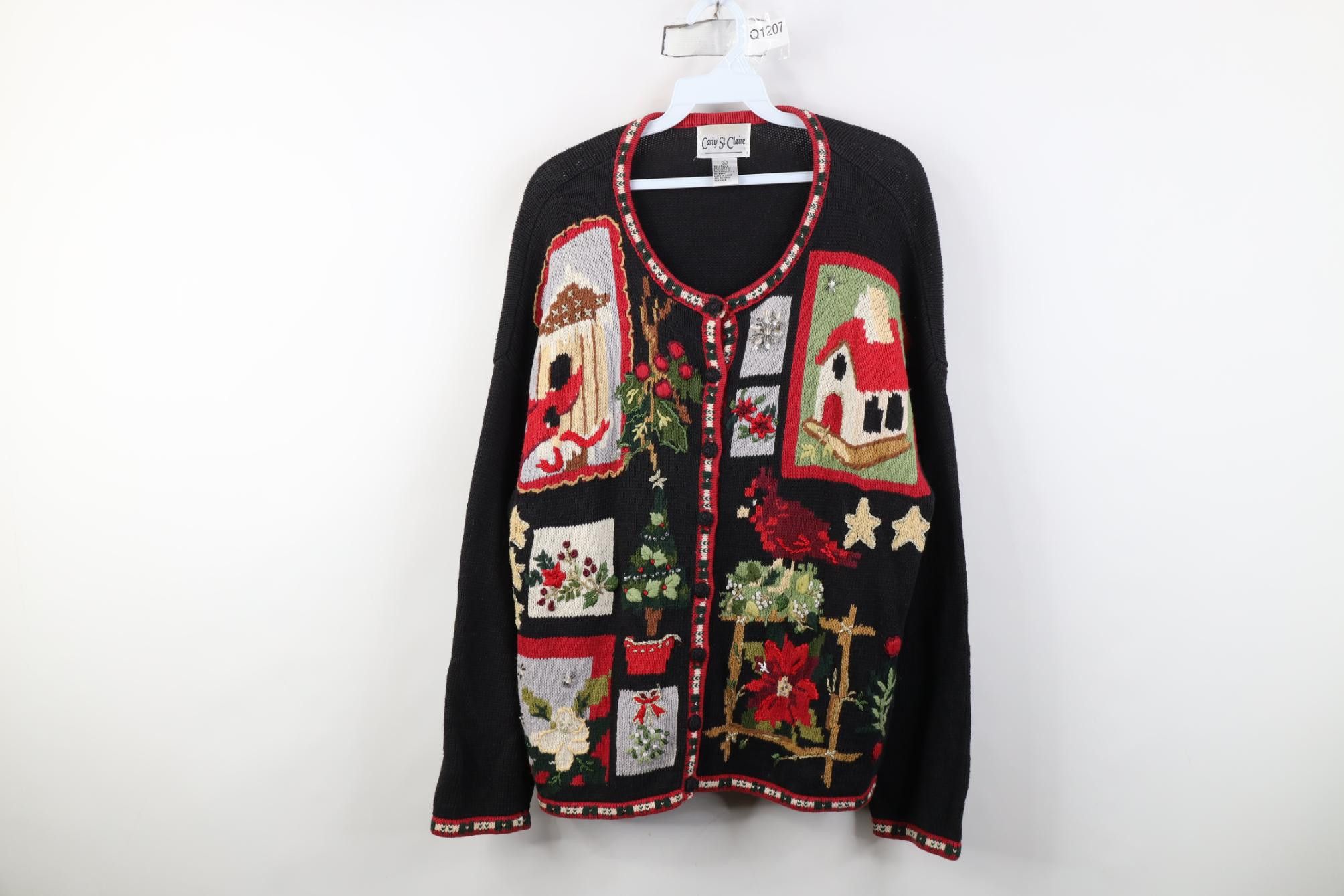 Vintage Vintage 90s Streetwear Flower Bird Christmas Sweater Size L / US 10 / IT 46 - 1 Thumbnail