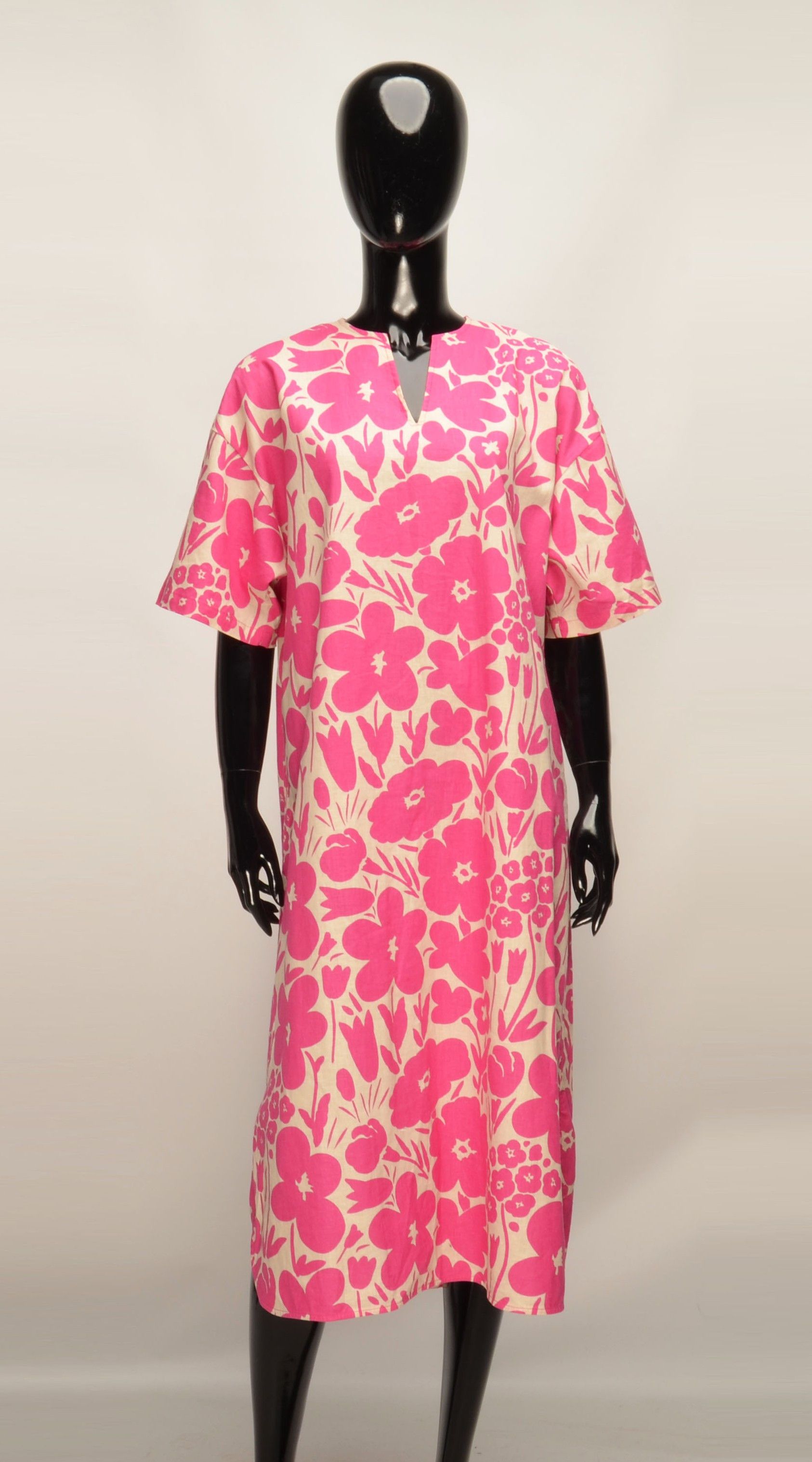 Marimekko Marimekko X Uniqlo Floral Pink Kaftan Dress Size S / US 4 / IT 40 - 1 Thumbnail