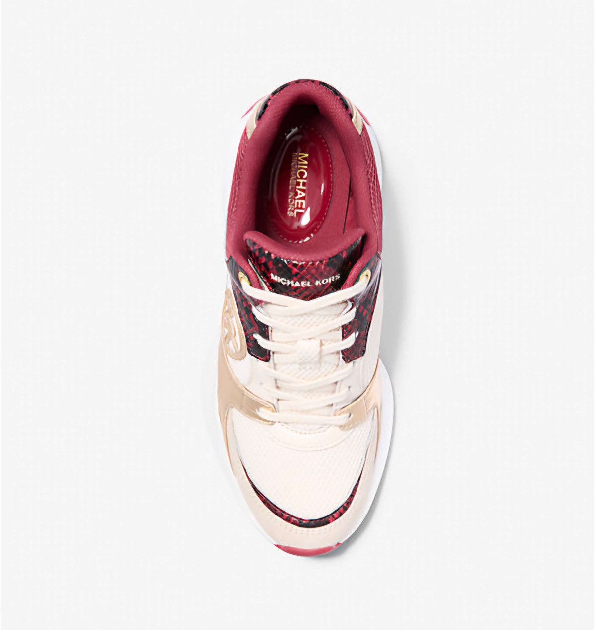 Michael Kors Zuma Snake Embossed Leather and Mesh Trainer By Michael Kors Size US 7 / IT 37 - 7 Thumbnail