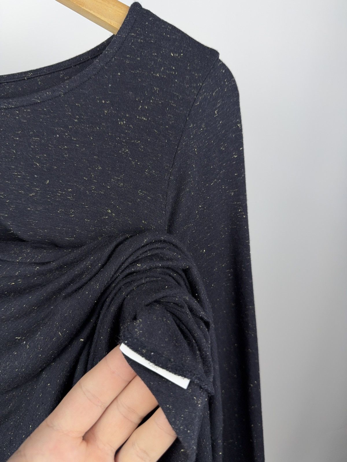 Armani × Designer Armani Jeans Navy Gold Speckled Long Sleeve Top Size M / US 6-8 / IT 42-44 - 5 Thumbnail
