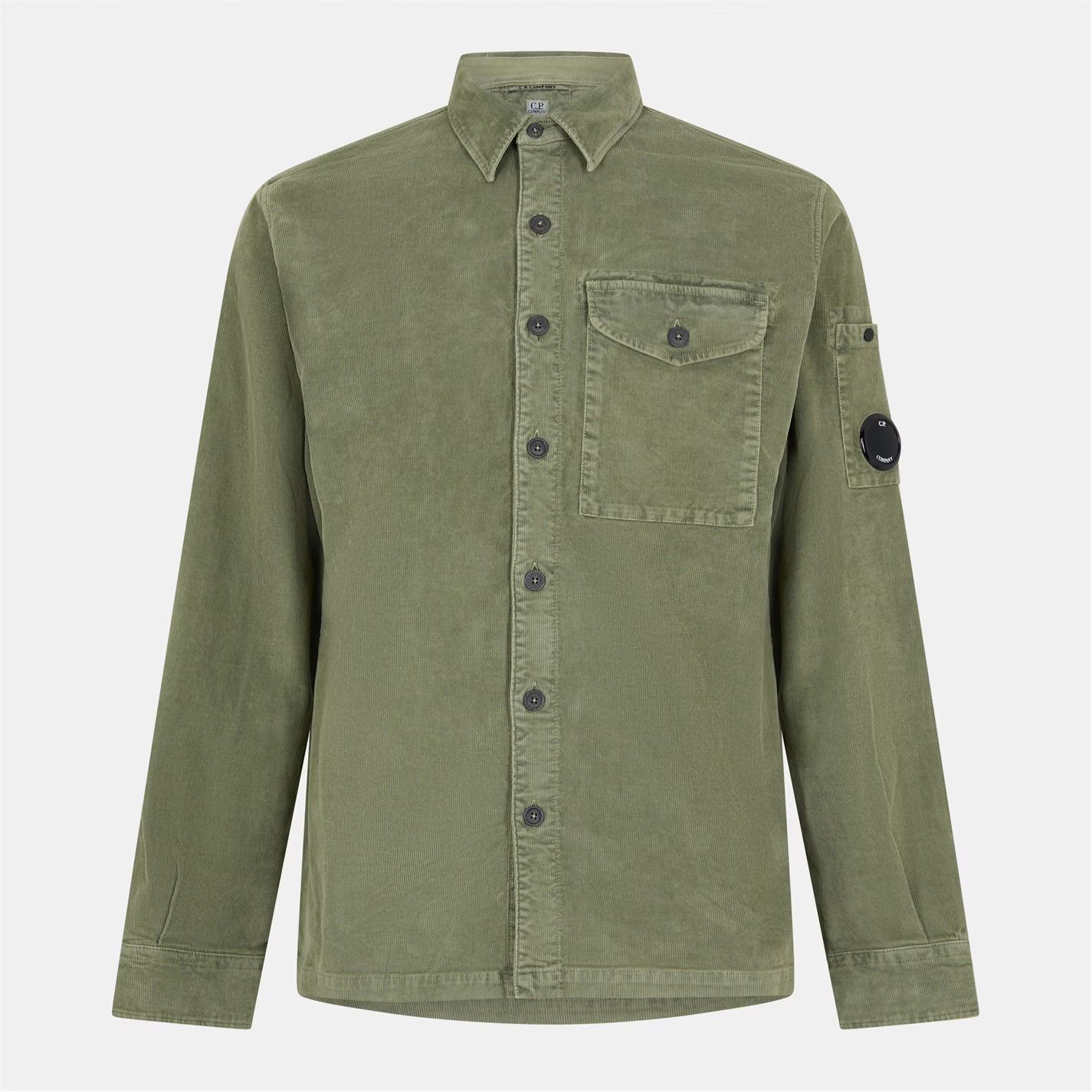 C.P. Company o1g2r1mq0426 Lens Single Pocket Corduroy Shirt in Green Size US S / EU 44-46 / 1 - 1 Thumbnail