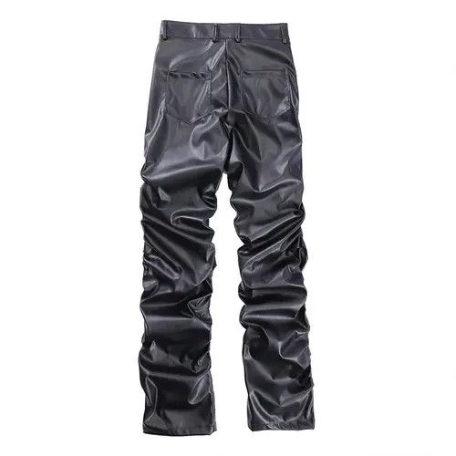 VIBE Loose Ruched Casual Pu Leather Pants Streetwear Punk Rock Size US 32 / EU 48 - 5 Thumbnail