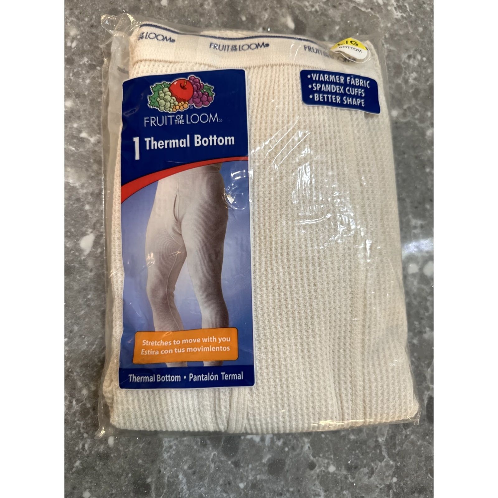 Fruit Of The Loom Fruit of the Loom Mens Thermal Bottoms Long Johns Large 38 Waist Cuffs Soft Natural 100% Cotton Thermal Mens Long Johns Large Natural 38” Waist Size US 33 - 8 Thumbnail