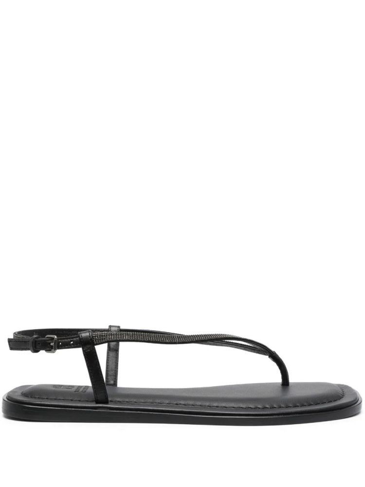 image of Brunello Cucinelli O1W1Db10524 Sandals With Heel Shoes In Black, Women's (Size 7)