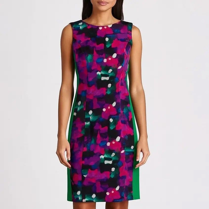 Isaac Mizrahi ISAAC MIZRAHI NEW YORK | Abstract Print Sheath Dress | US 10 Size XL / US 12-14 / IT 48-50 - 2 Thumbnail
