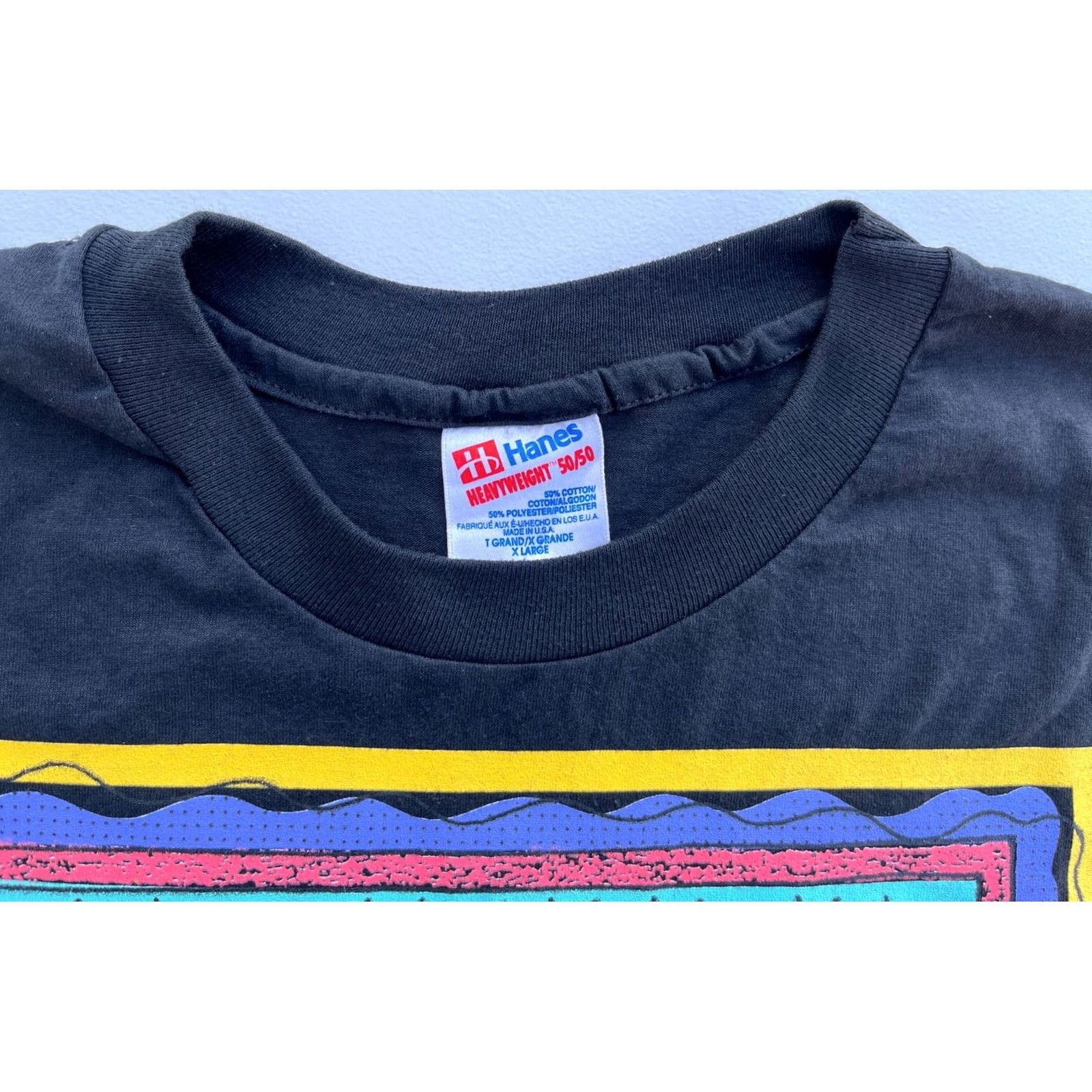 Hanes Hanes Heavyweight 50/50 Men's Vintage T-Shirt XL Black, Short Sleeve Crew Neck, Made in USA, 1990s Birthday Theme, Size XL Mens Size US XL / EU 56 / 4 - 6 Thumbnail