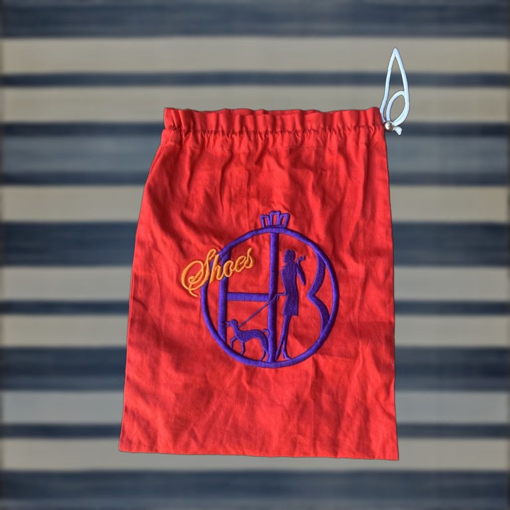 Henri Bendel Henri Bendel Embroidered Shoe Travel Dustbag Drawstring Medium Red Cotton Women's Shoes Lingerie Bag Dog Theme Classic Dustbag Size ONE SIZE - 1 Thumbnail
