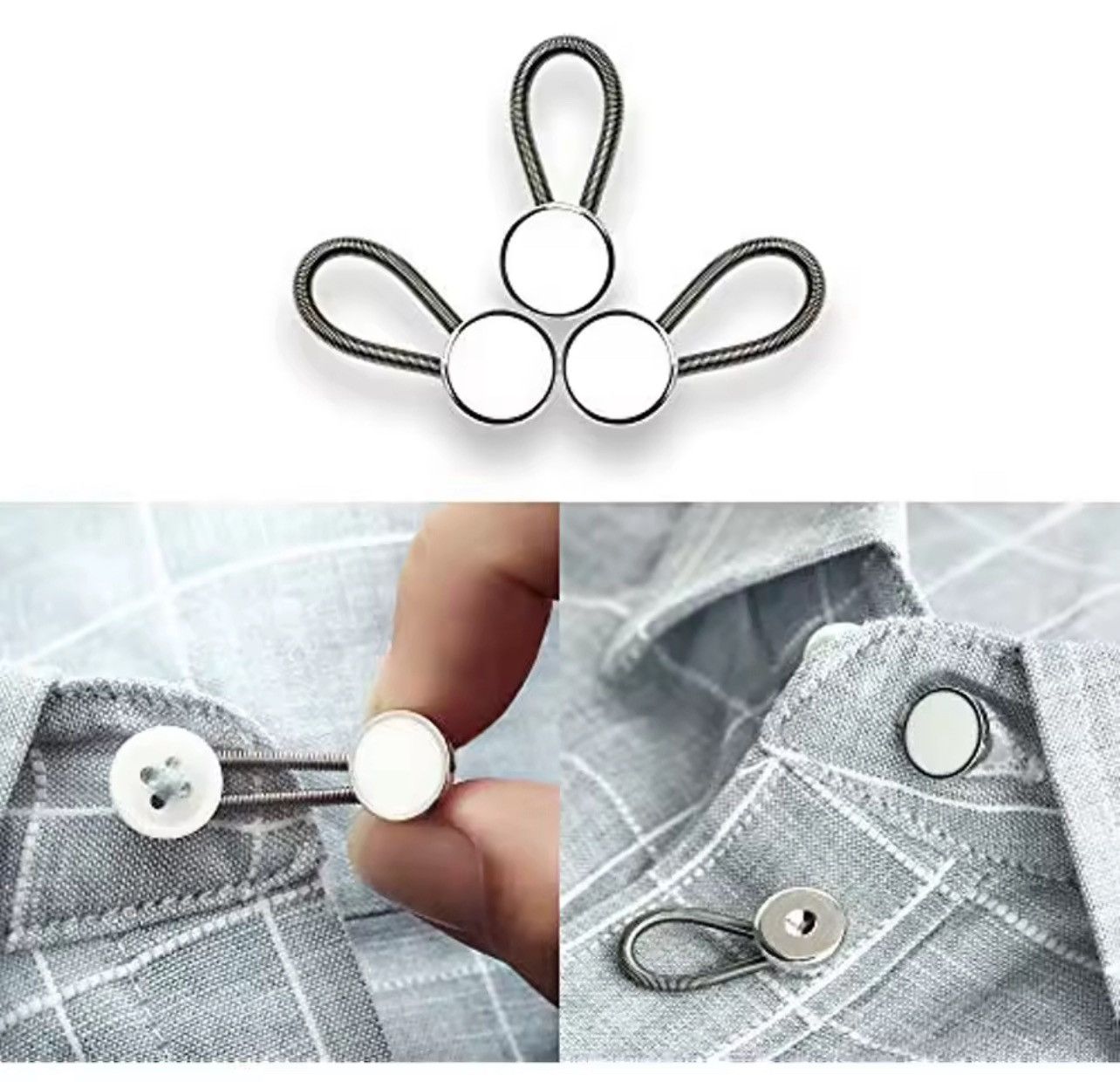 Other 10MM Metal Elastic Collar Extenders Button Size ONE SIZE - 3 Thumbnail