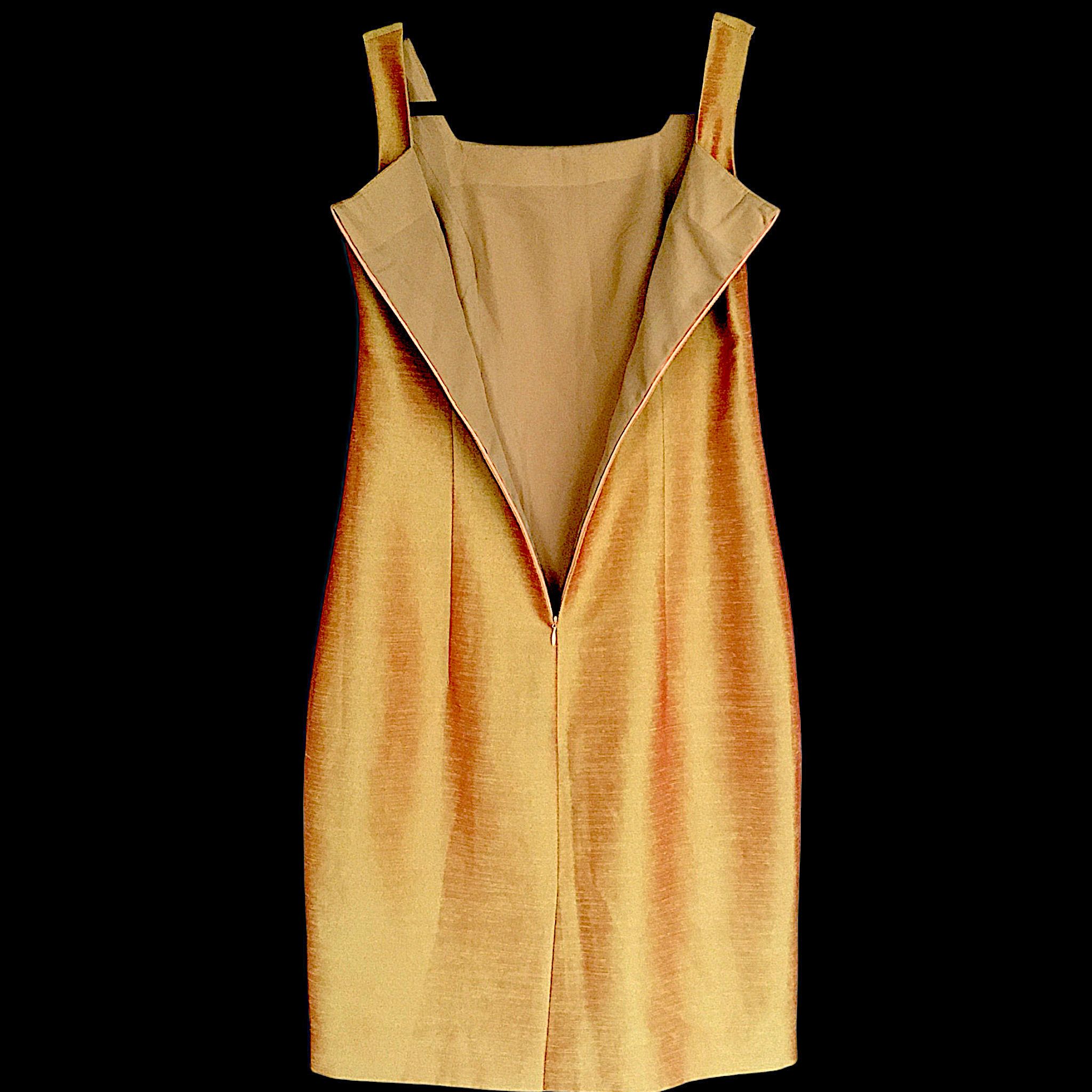 Vintage Vintage Silk Shantung Dress – Retro 1960s Design, Sheath Fit Size M / US 6-8 / IT 42-44 - 7 Thumbnail