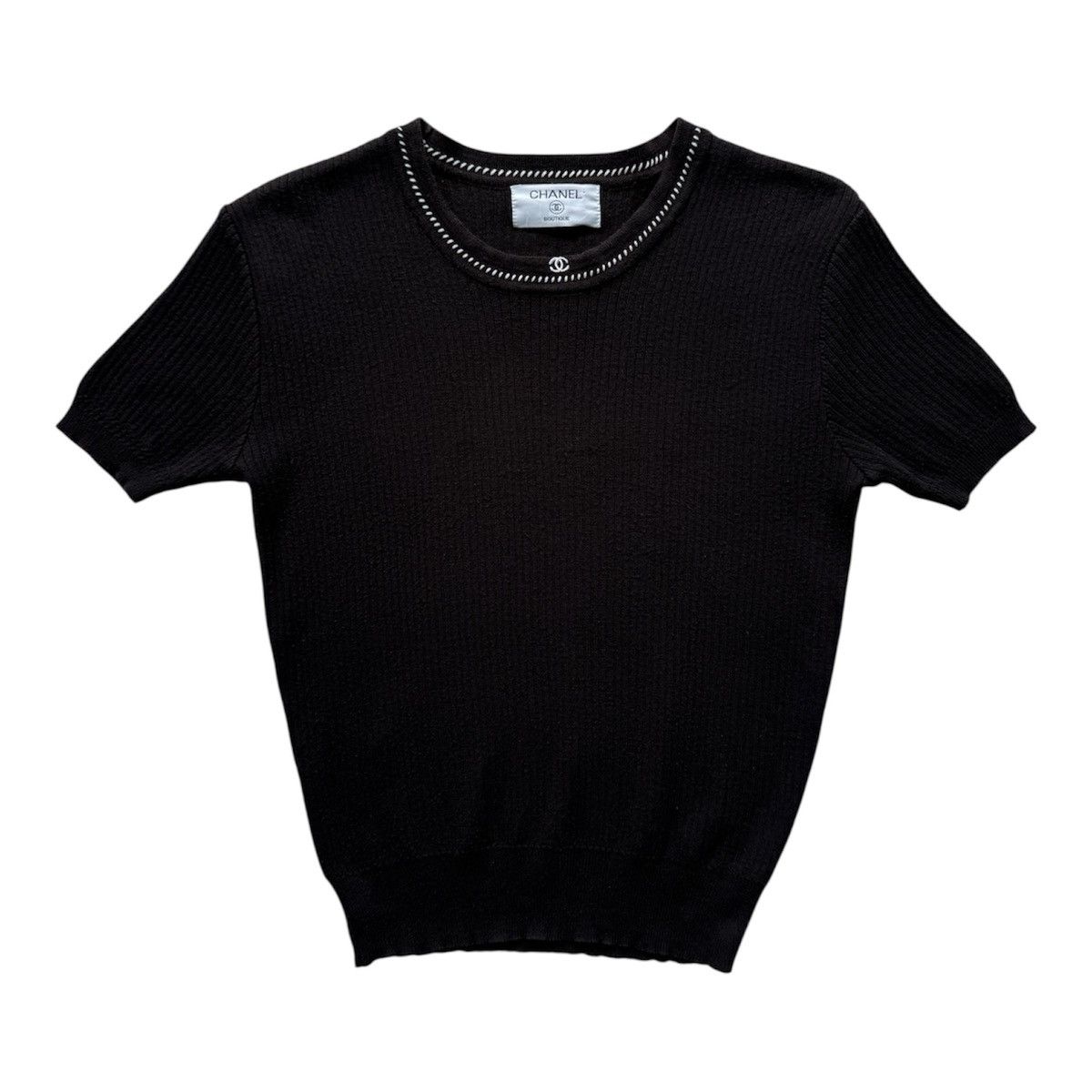 Chanel Vintage CHANEL Neck Logo Black Crop Top Size M / US 6-8 / IT 42-44 - 1 Thumbnail
