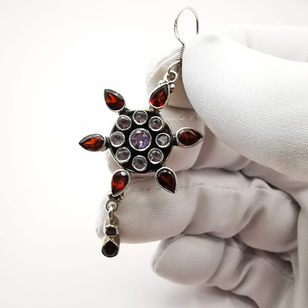 Vintage Vintage Earrings 925 Sterling Silver,Jewelry,Garnet,Amethyst Size ONE SIZE - 4 Thumbnail